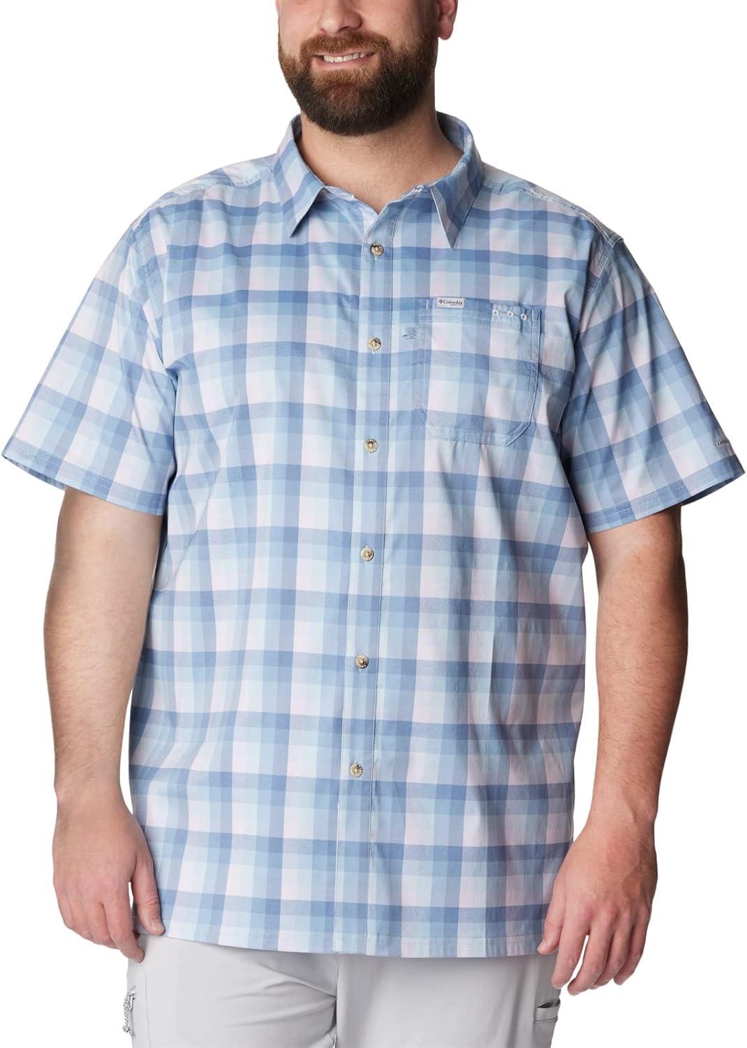 imageColumbia Mens Super Slack Tide Camp Shirt Short SleeveSoft Violet Mid Gingham