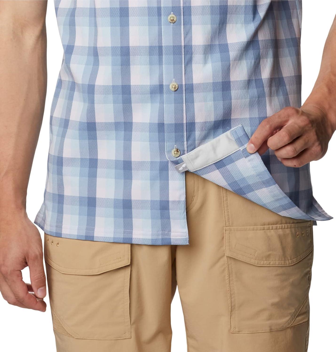 imageColumbia Mens Super Slack Tide Camp Shirt Short SleeveSoft Violet Mid Gingham