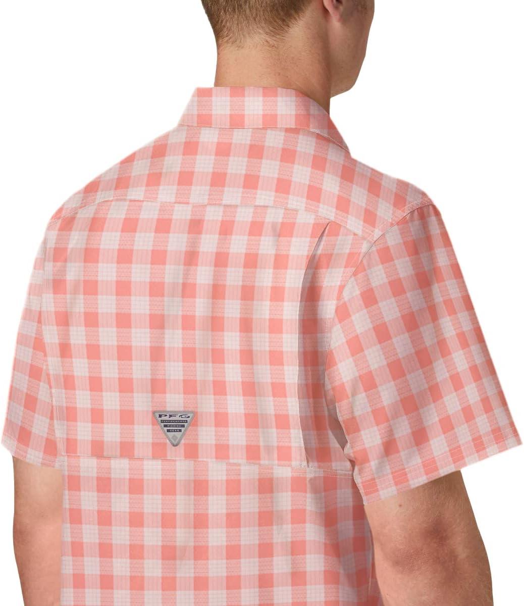 imageColumbia Mens Super Slack Tide Camp Shirt Short SleeveSorbet Palaka Plaid