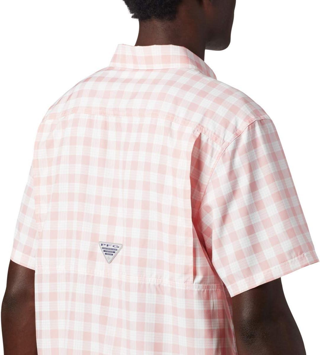 imageColumbia Mens Super Slack Tide Camp Shirt Short SleeveSorbet Palaka Plaid