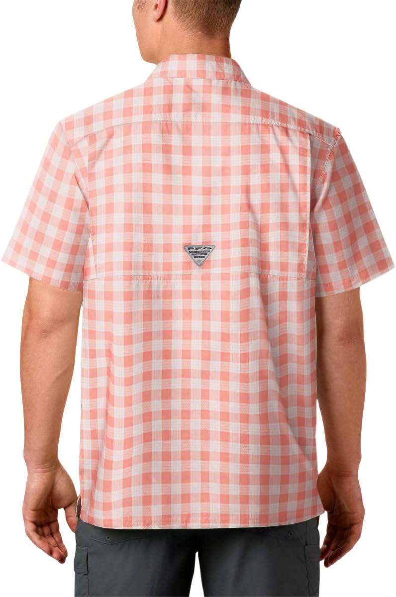 imageColumbia Mens Super Slack Tide Camp Shirt Short SleeveSorbet Palaka Plaid