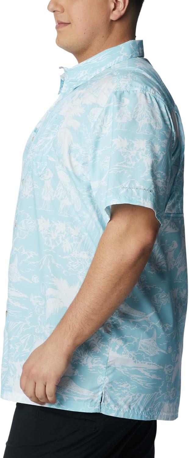 imageColumbia Mens Super Slack Tide Camp Shirt Short SleeveSpring Blue Hula Fish Print