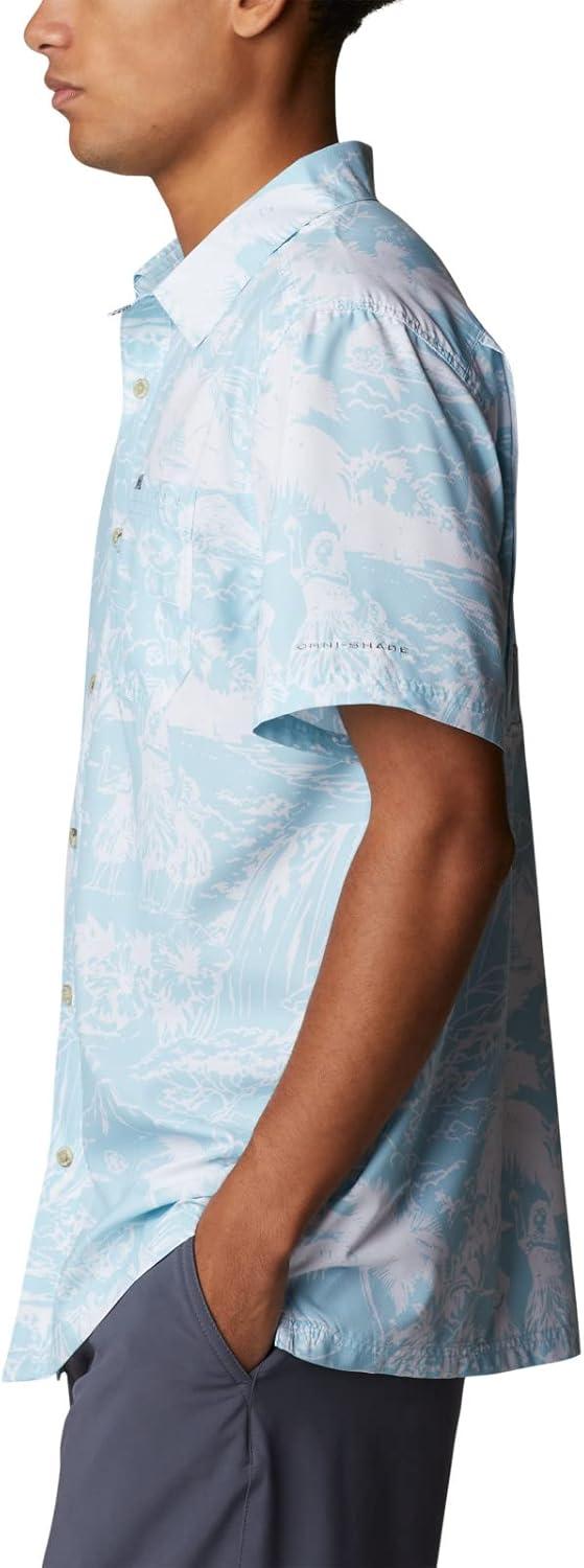 imageColumbia Mens Super Slack Tide Camp Shirt Short SleeveSpring Blue Hula Fish Print