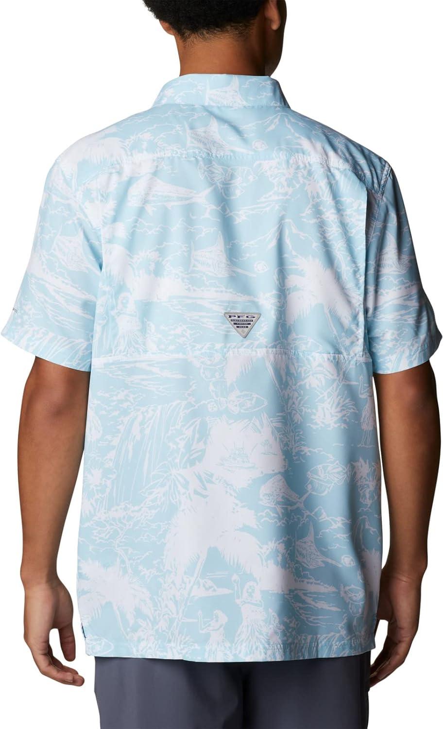 imageColumbia Mens Super Slack Tide Camp Shirt Short SleeveSpring Blue Hula Fish Print