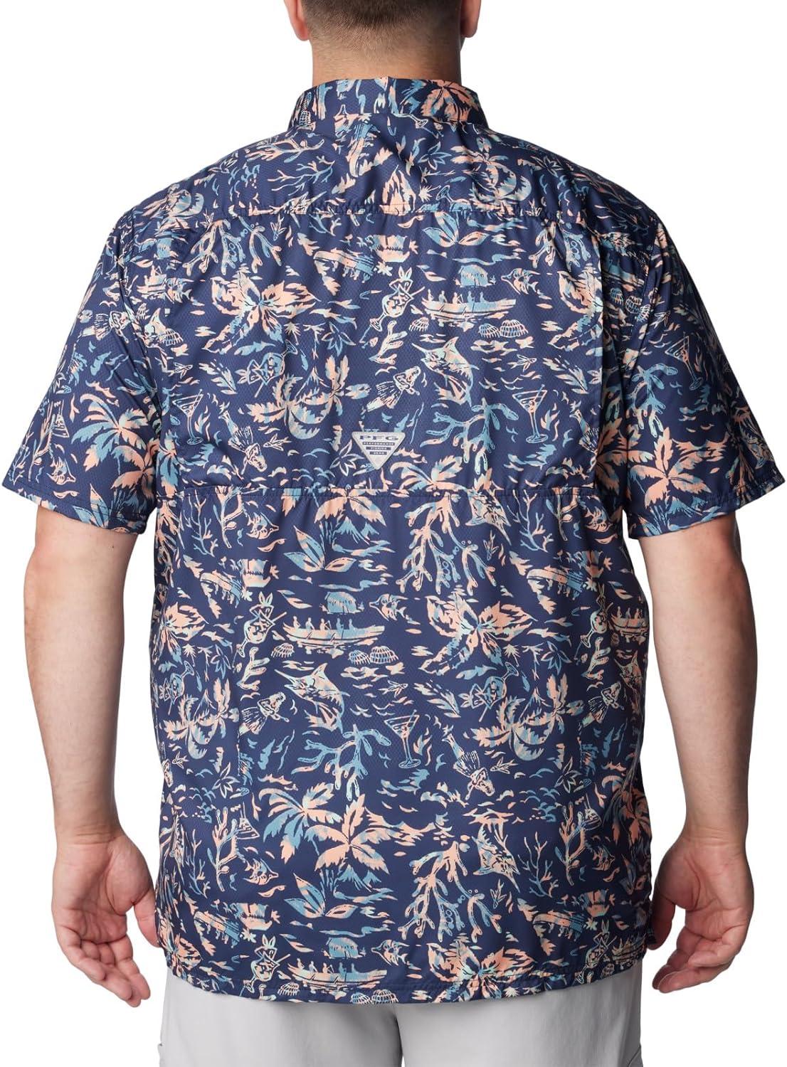 imageColumbia Mens Super Slack Tide Camp Shirt Short SleeveTranquil Teal Kona Kraze Print
