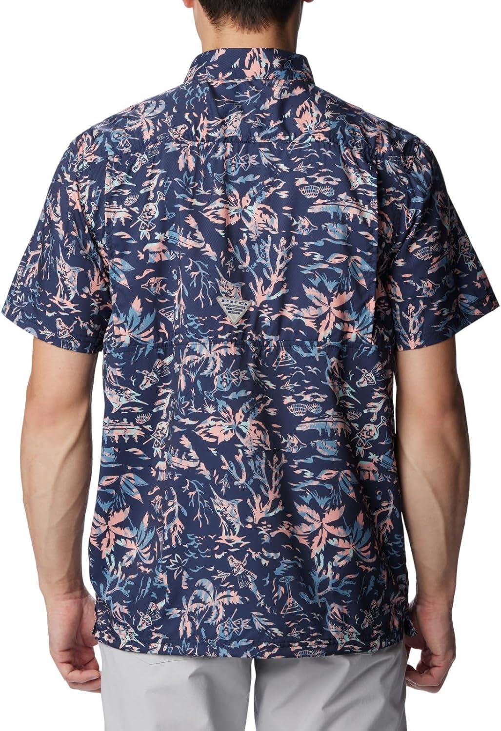 imageColumbia Mens Super Slack Tide Camp Shirt Short SleeveTranquil Teal Kona Kraze Print