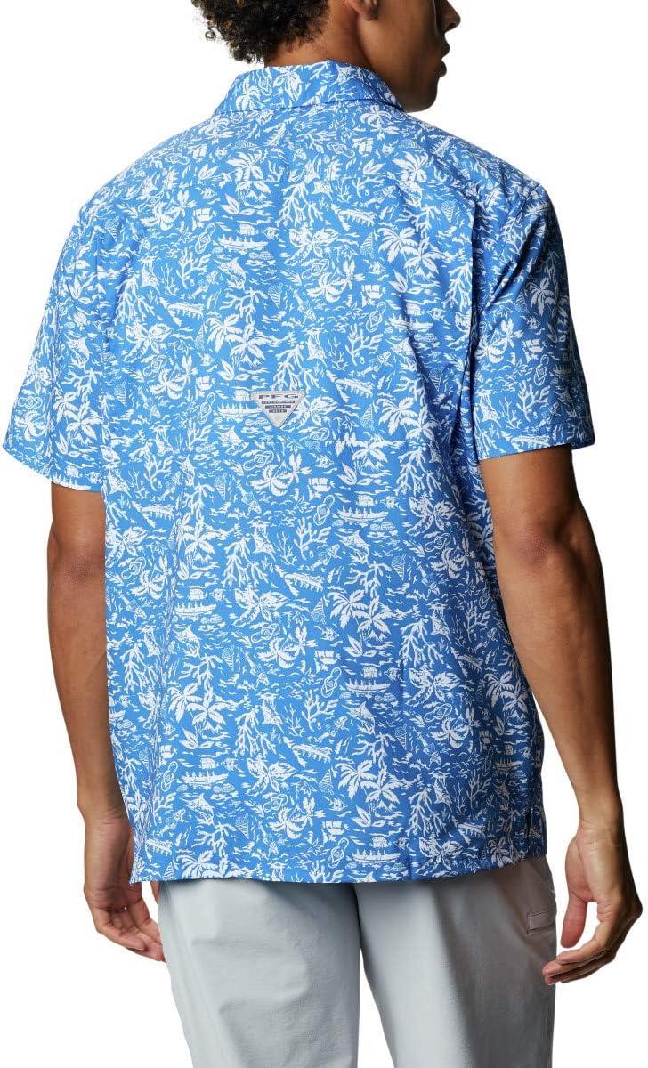 imageColumbia Mens Super Slack Tide Camp Shirt Short SleeveVivid Blue Kona Print