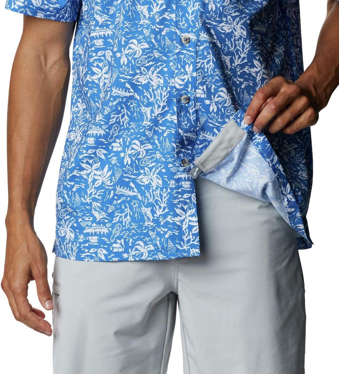 imageColumbia Mens Super Slack Tide Camp Shirt Short SleeveVivid Blue Kona Print
