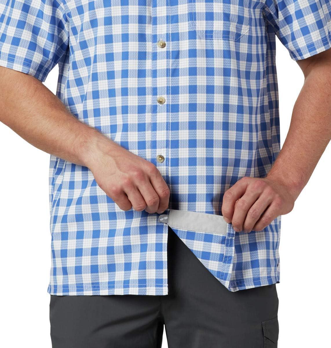 imageColumbia Mens Super Slack Tide Camp Shirt Short SleeveVivid Blue Palaka Plaid