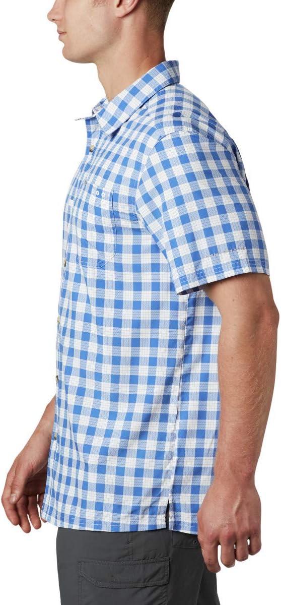 imageColumbia Mens Super Slack Tide Camp Shirt Short SleeveVivid Blue Palaka Plaid