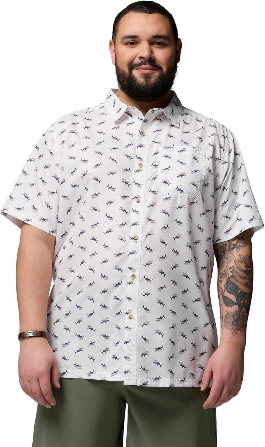imageColumbia Mens Super Slack Tide Camp Shirt Short SleeveWhite Bluefin Pride