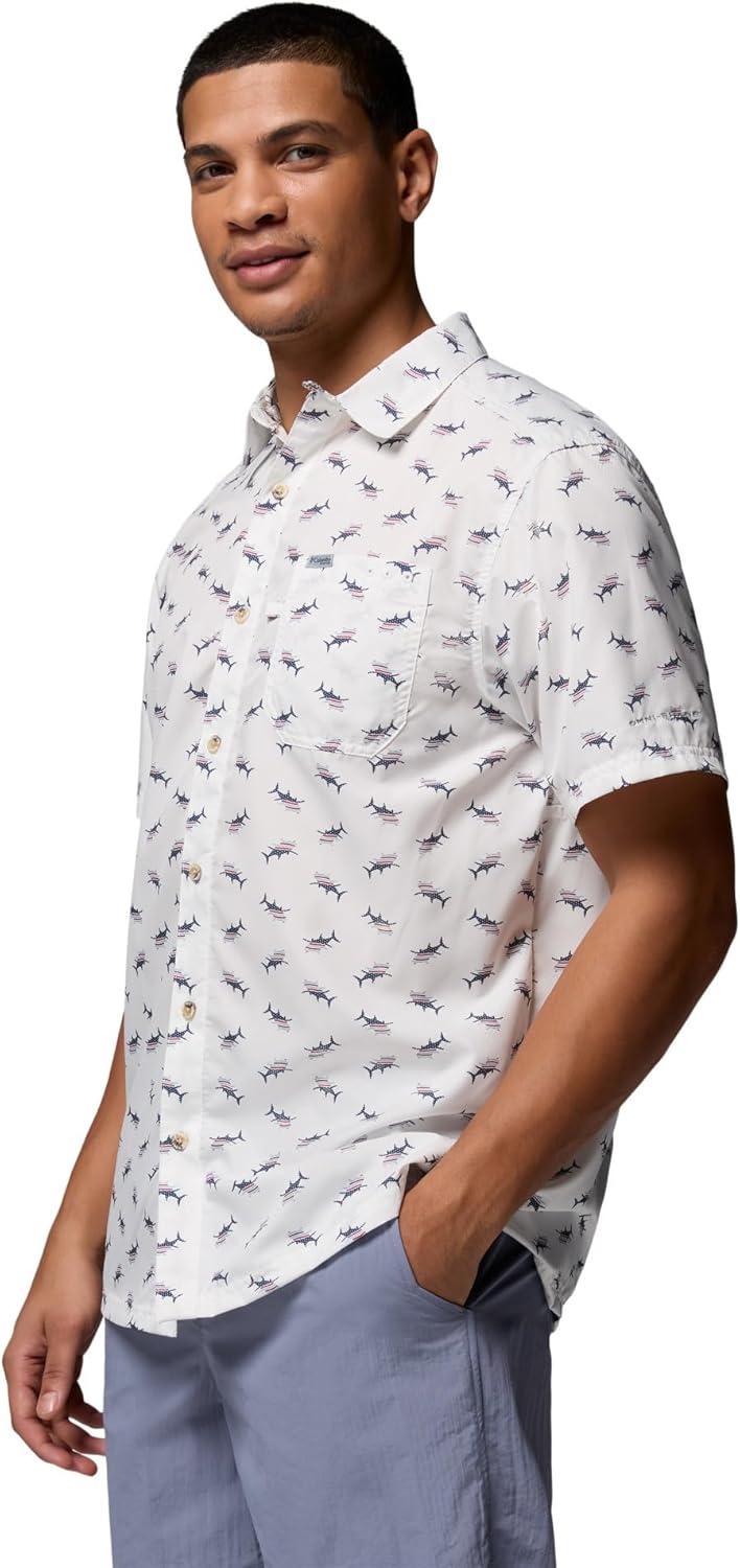 imageColumbia Mens Super Slack Tide Camp Shirt Short SleeveWhite Bluefin Pride