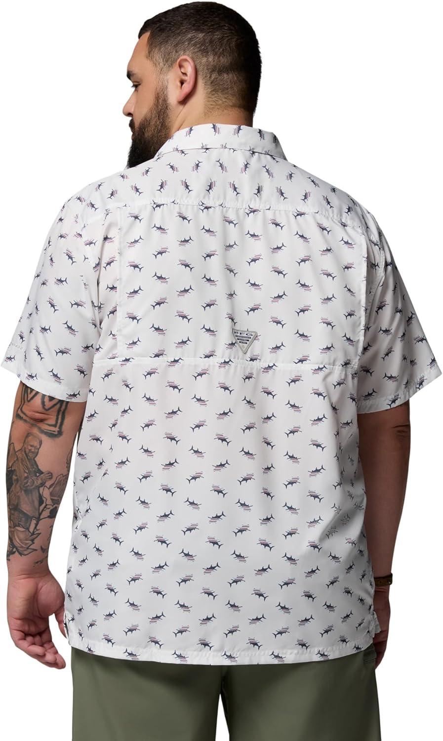 imageColumbia Mens Super Slack Tide Camp Shirt Short SleeveWhite Bluefin Pride