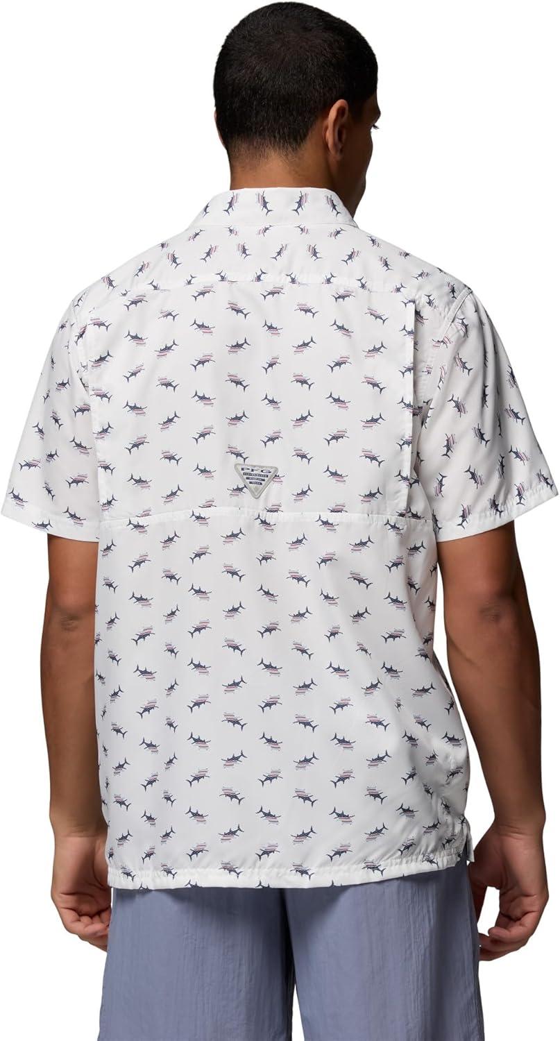 imageColumbia Mens Super Slack Tide Camp Shirt Short SleeveWhite Bluefin Pride
