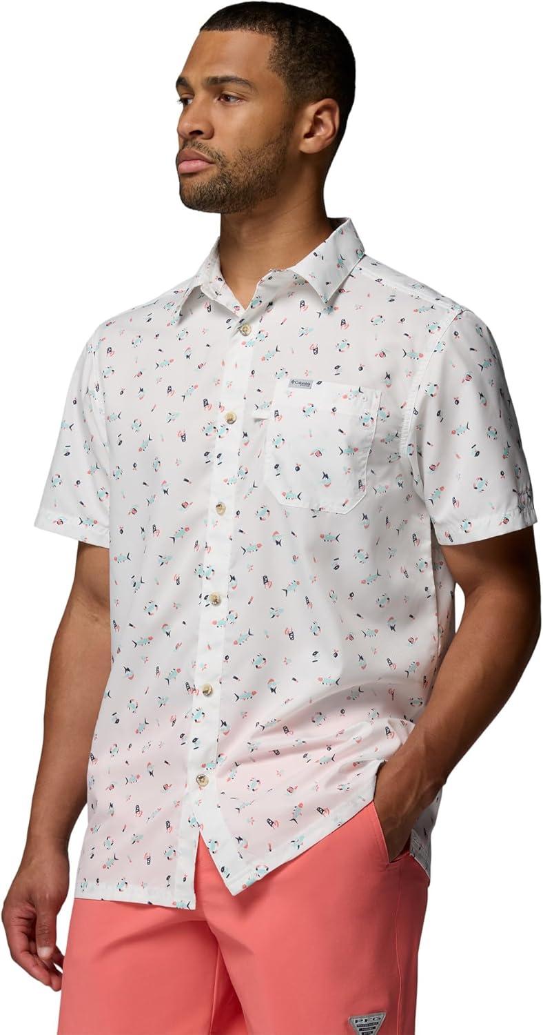 imageColumbia Mens Super Slack Tide Camp Shirt Short SleeveWhite Florilife