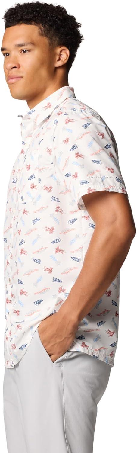 imageColumbia Mens Super Slack Tide Camp Shirt Short SleeveWhite Fly Pride