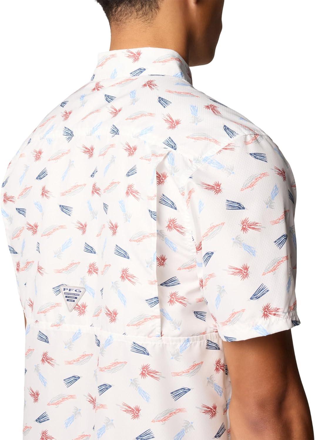 imageColumbia Mens Super Slack Tide Camp Shirt Short SleeveWhite Fly Pride