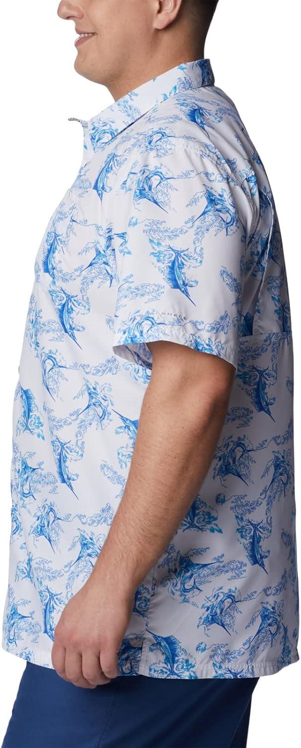 imageColumbia Mens Super Slack Tide Camp Shirt Short SleeveWhite Sails Away Print