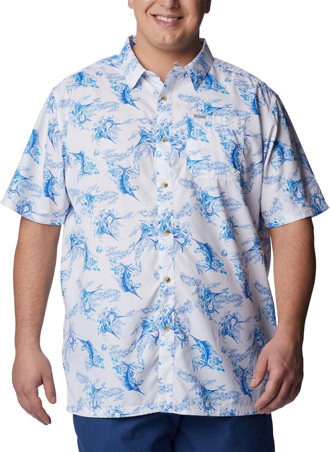 imageColumbia Mens Super Slack Tide Camp Shirt Short SleeveWhite Sails Away Print
