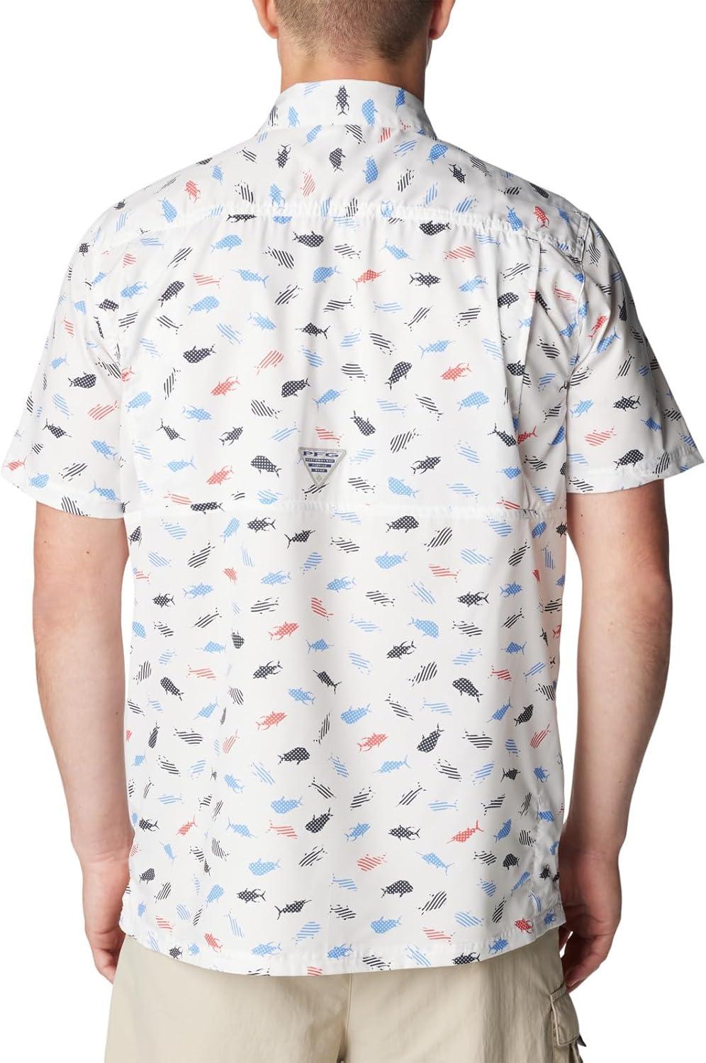 imageColumbia Mens Super Slack Tide Camp Shirt Short SleeveWhite Stars N Stripes