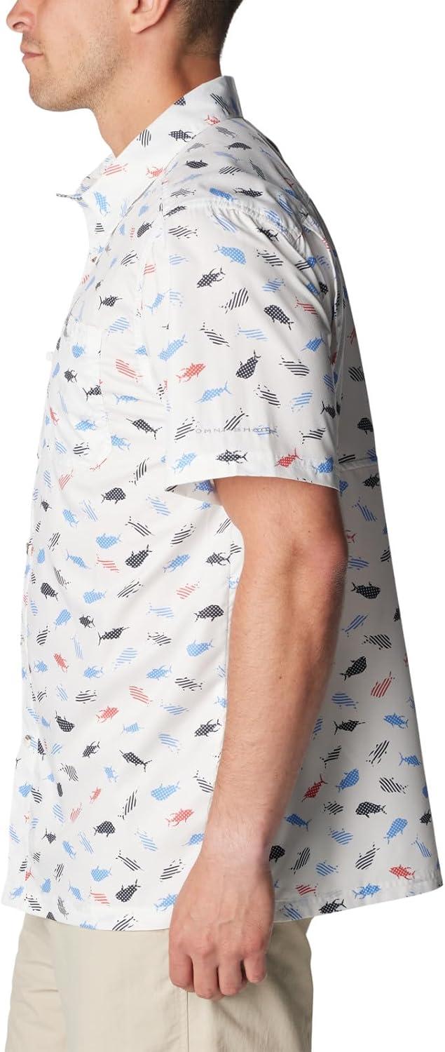 imageColumbia Mens Super Slack Tide Camp Shirt Short SleeveWhite Stars N Stripes