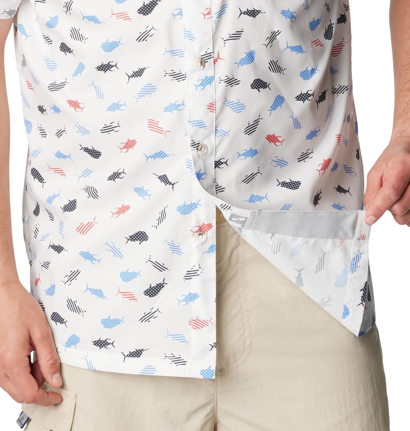 imageColumbia Mens Super Slack Tide Camp Shirt Short SleeveWhite Stars N Stripes