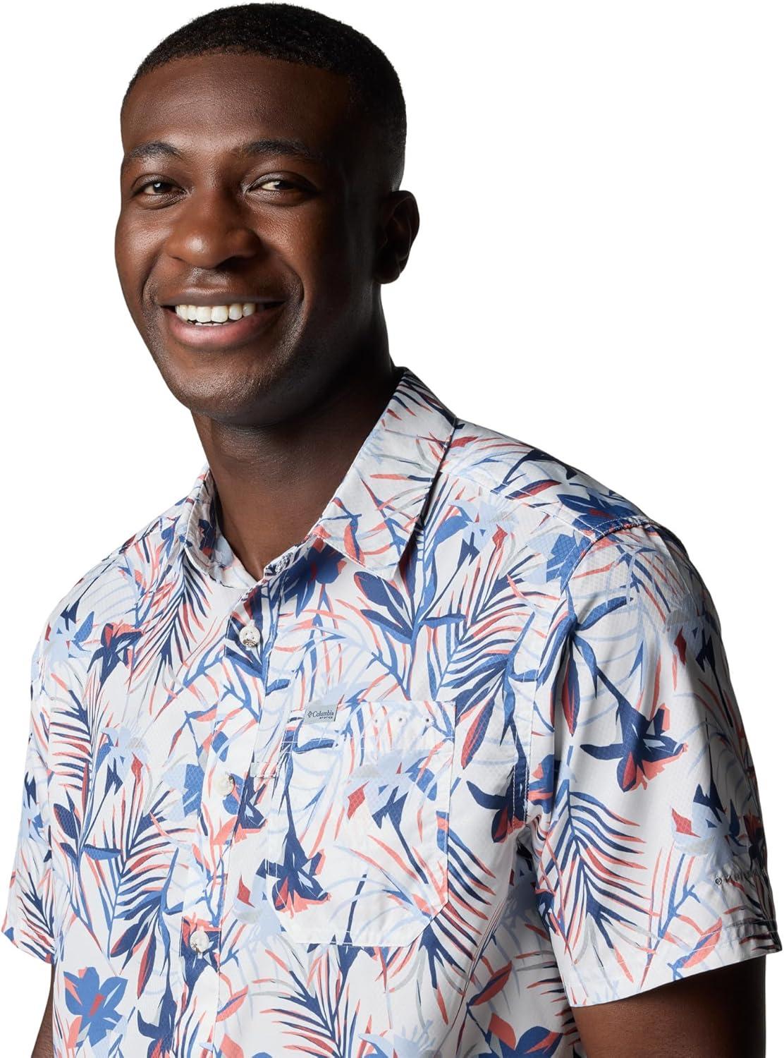 imageColumbia Mens Super Slack Tide Camp Shirt Short SleeveWhite Tropicfield