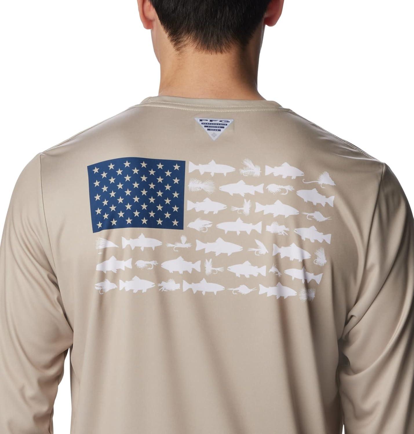 imageColumbia Mens Terminal Tackle PFG Fish Flag Long SleeveAncient FossilCarbon Trout Flies