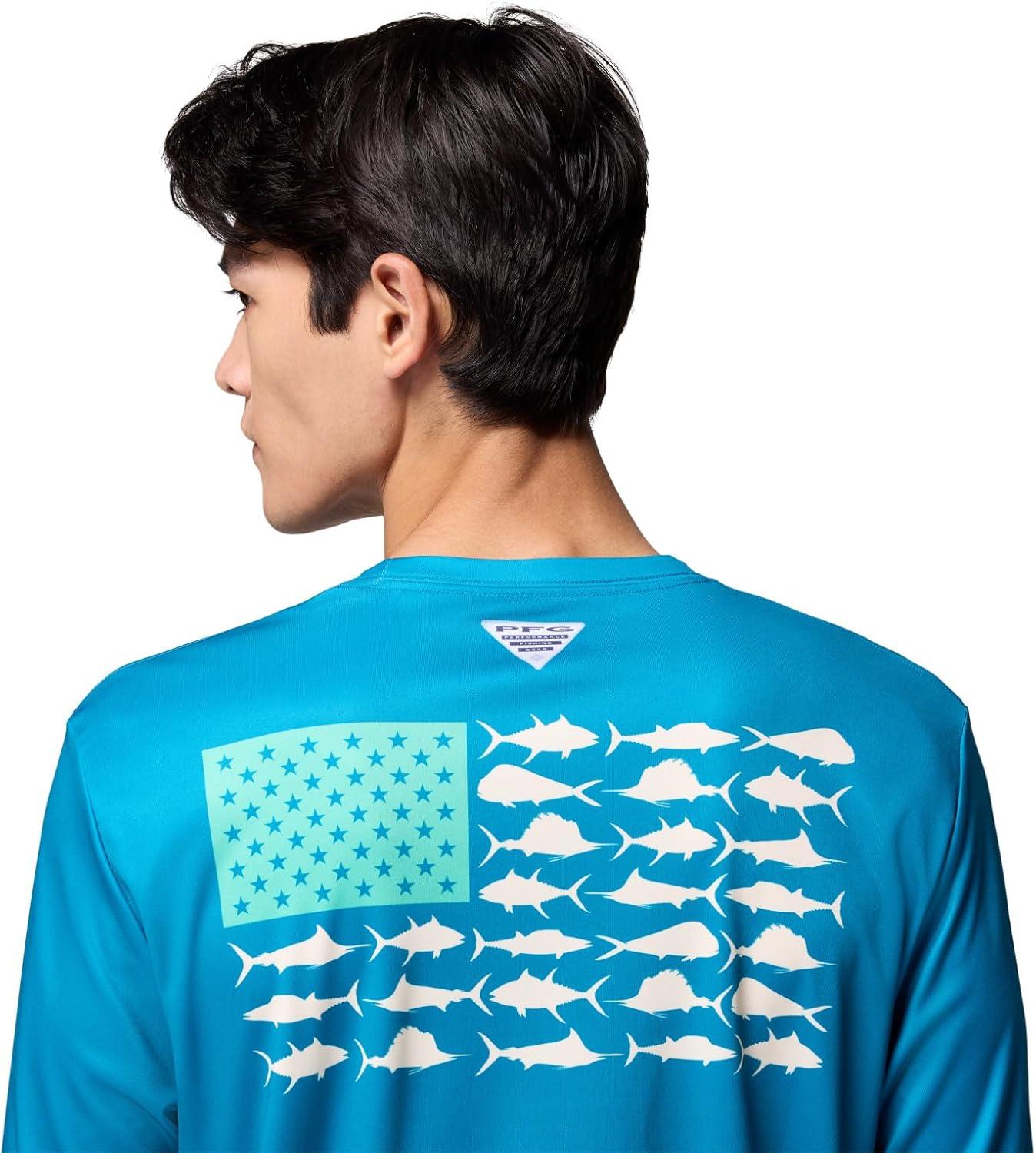 imageColumbia Mens Terminal Tackle PFG Fish Flag Long SleeveBlue EchoLemon Wash Offshore Slam