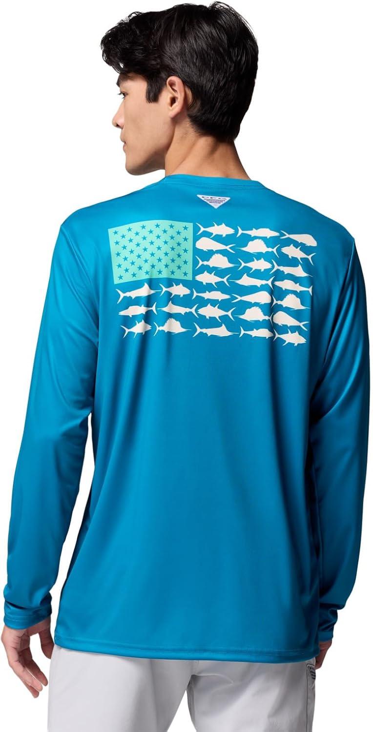 imageColumbia Mens Terminal Tackle PFG Fish Flag Long SleeveBlue EchoLemon Wash Offshore Slam