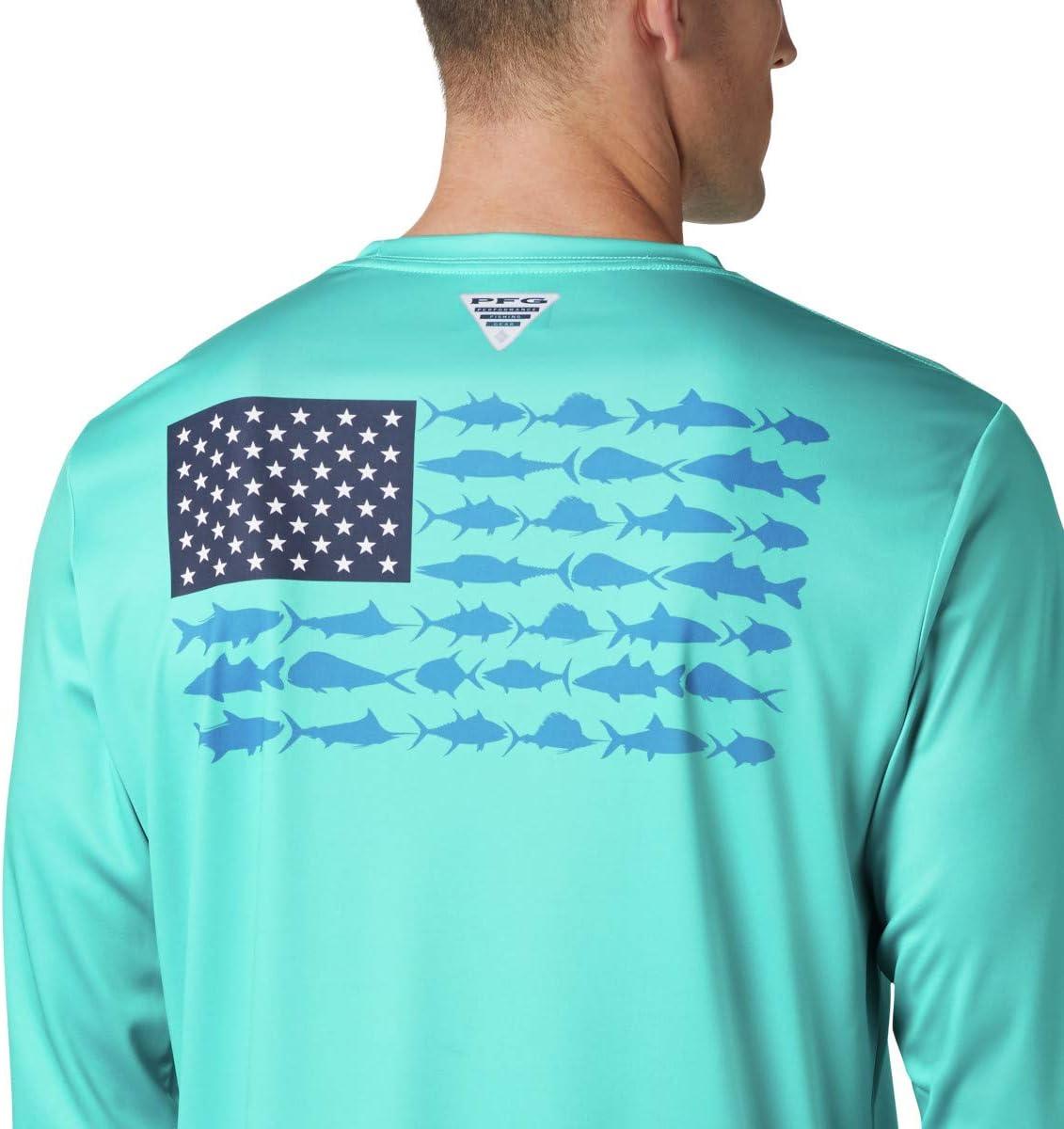 imageColumbia Mens Terminal Tackle PFG Fish Flag Long SleeveBright AquaDark Pool