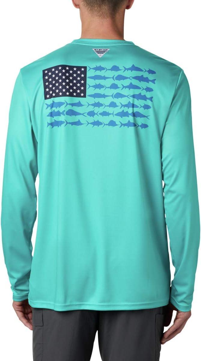 imageColumbia Mens Terminal Tackle PFG Fish Flag Long SleeveBright AquaDark Pool