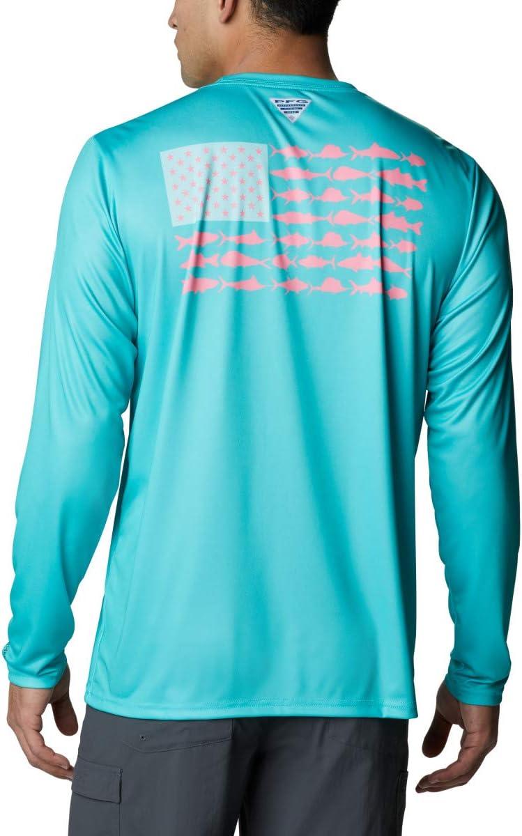 imageColumbia Mens Terminal Tackle PFG Fish Flag Long SleeveBright AquaSalmon