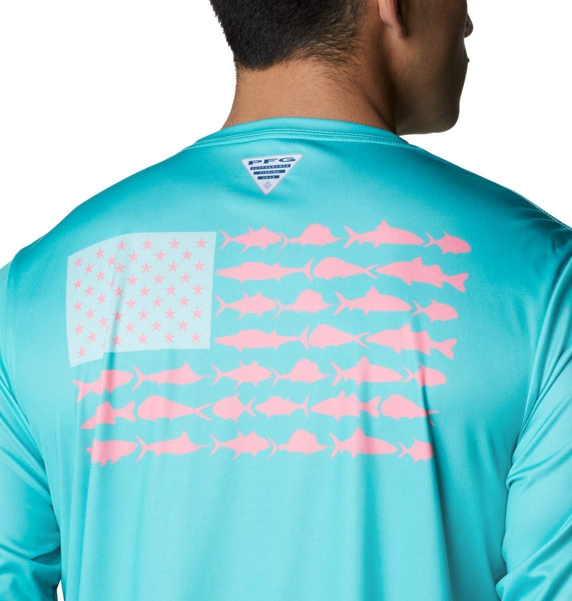 imageColumbia Mens Terminal Tackle PFG Fish Flag Long SleeveBright AquaSalmon
