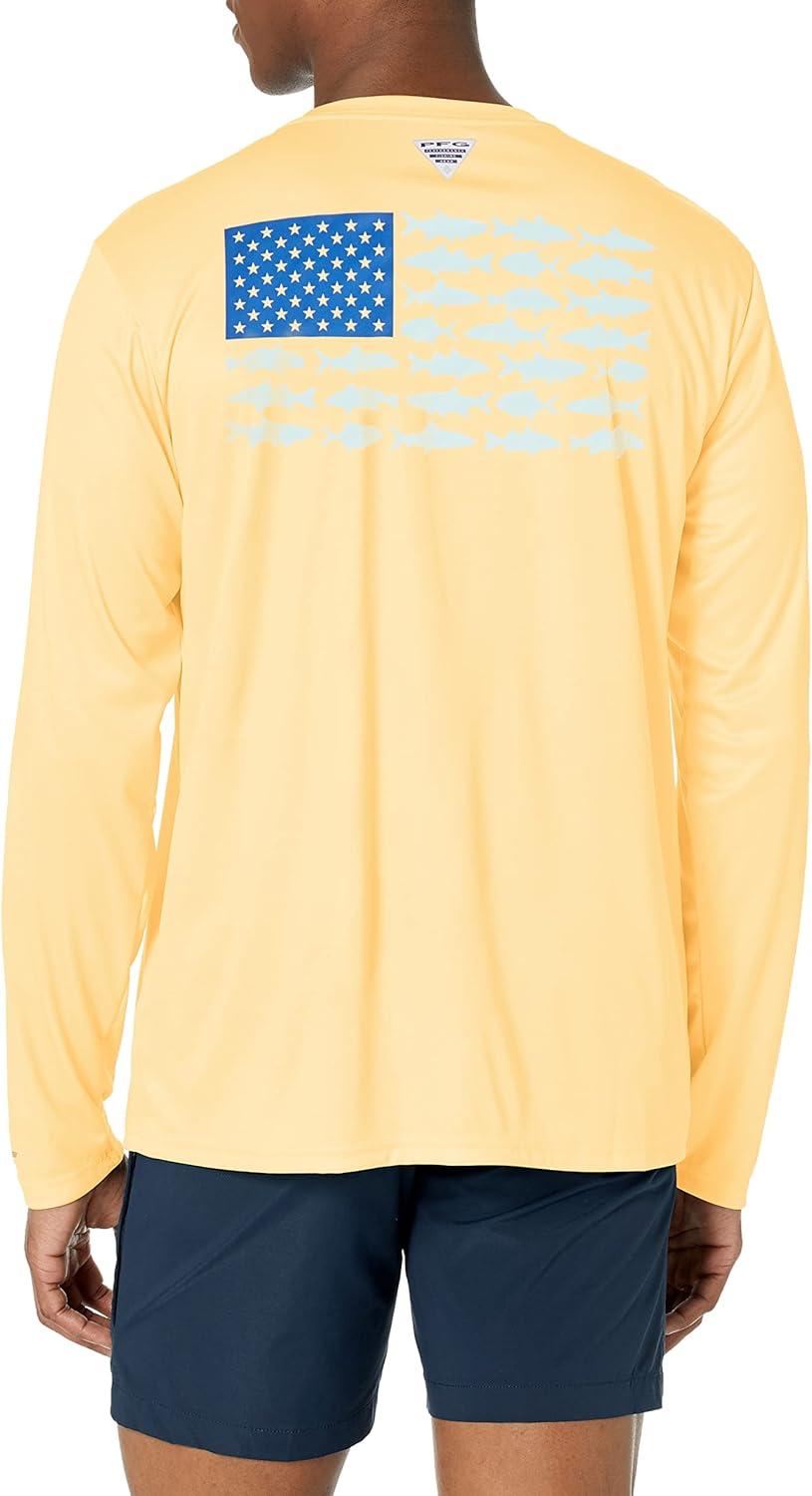 imageColumbia Mens Terminal Tackle PFG Fish Flag Long SleeveCocoa ButterVivid Blue Inshore Slam
