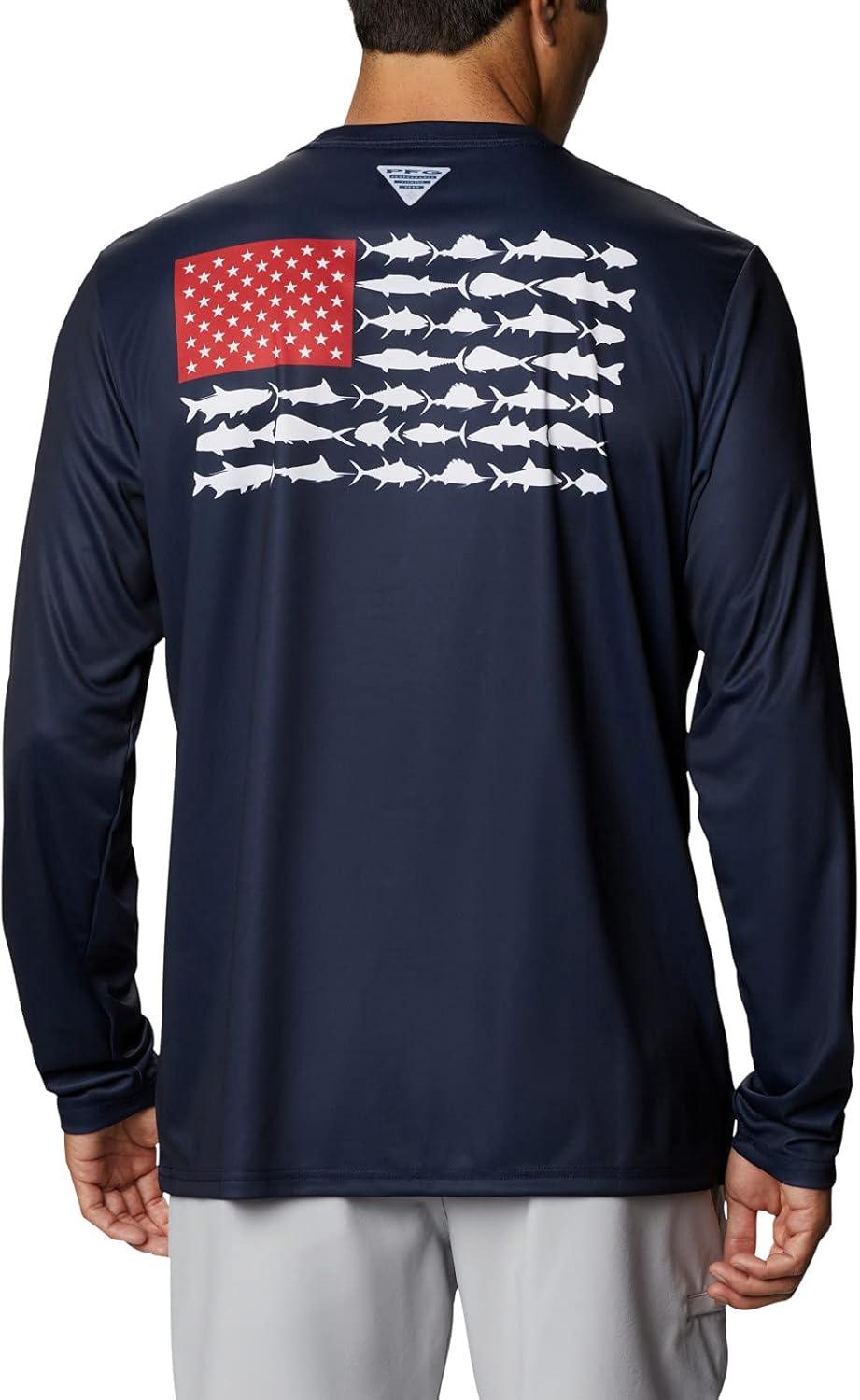 imageColumbia Mens Terminal Tackle PFG Fish Flag Long SleeveCollegiate NavyRed Spark