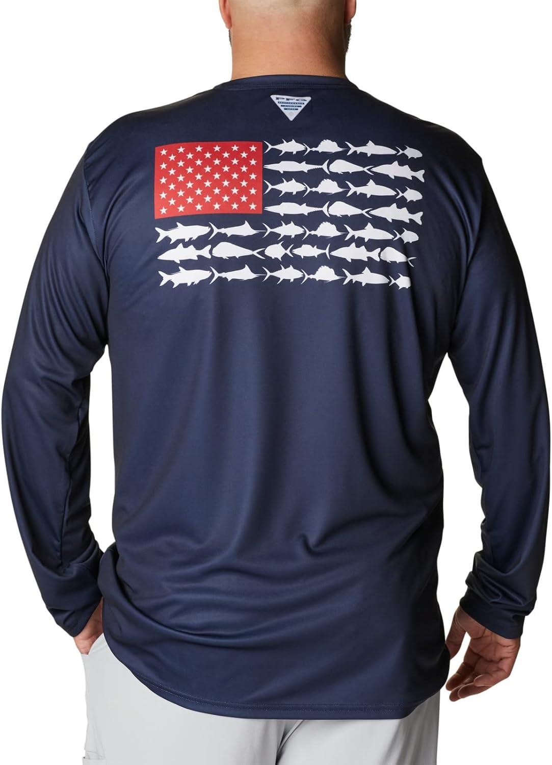 imageColumbia Mens Terminal Tackle PFG Fish Flag Long SleeveCollegiate NavyRed Spark