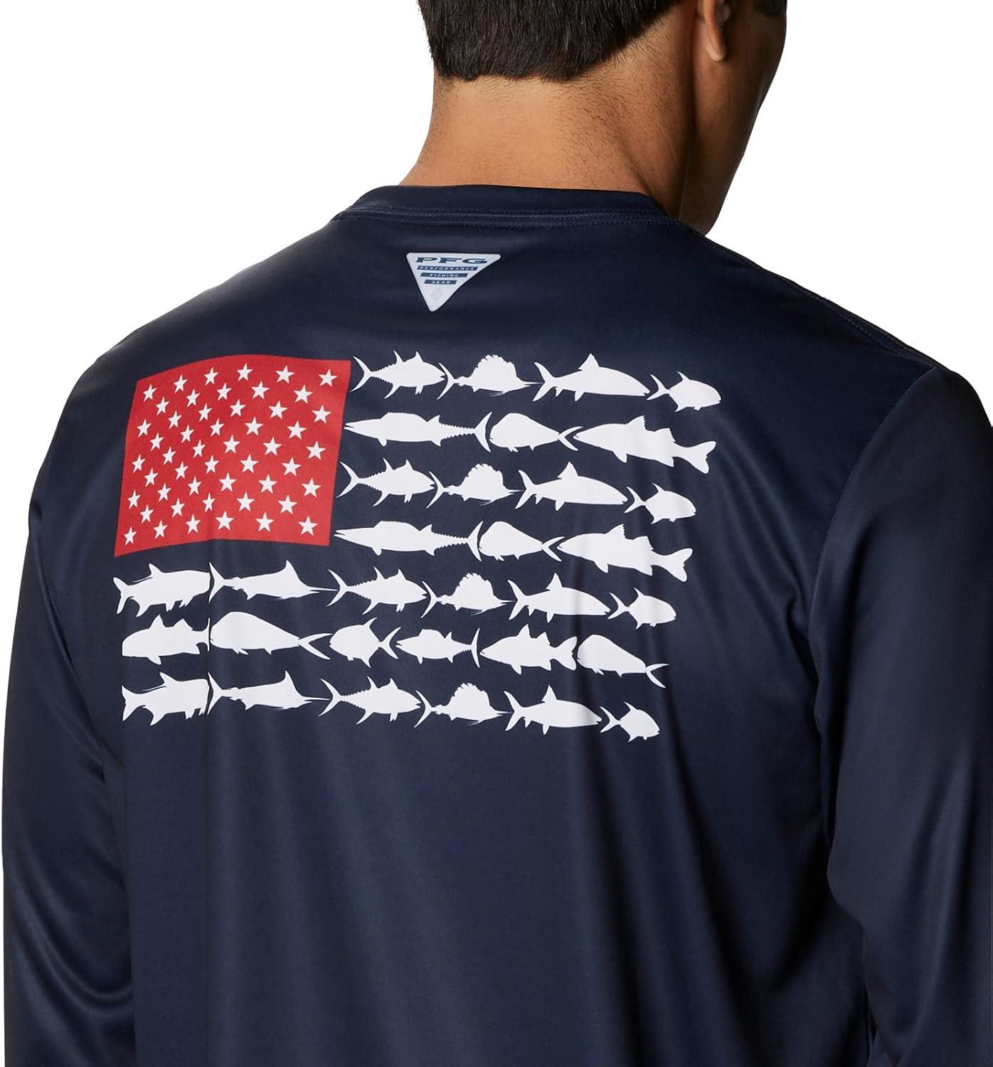 imageColumbia Mens Terminal Tackle PFG Fish Flag Long SleeveCollegiate NavyRed Spark