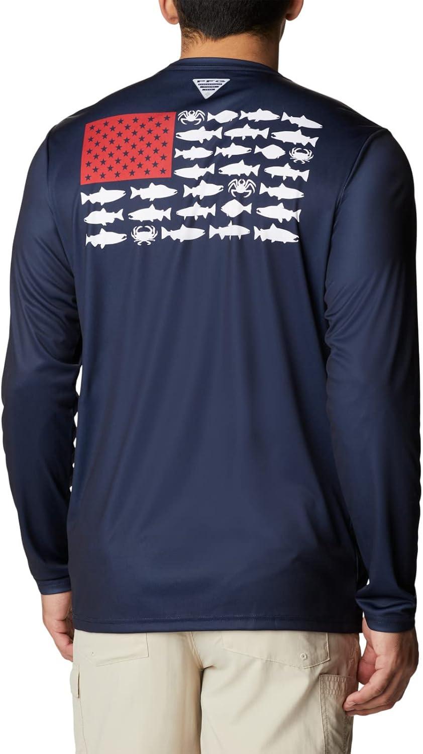 imageColumbia Mens Terminal Tackle PFG Fish Flag Long SleeveCollegiate NavyWhite Alaska Fish