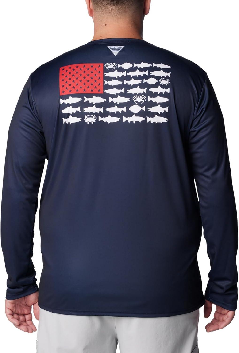 imageColumbia Mens Terminal Tackle PFG Fish Flag Long SleeveCollegiate NavyWhite Alaska Fish