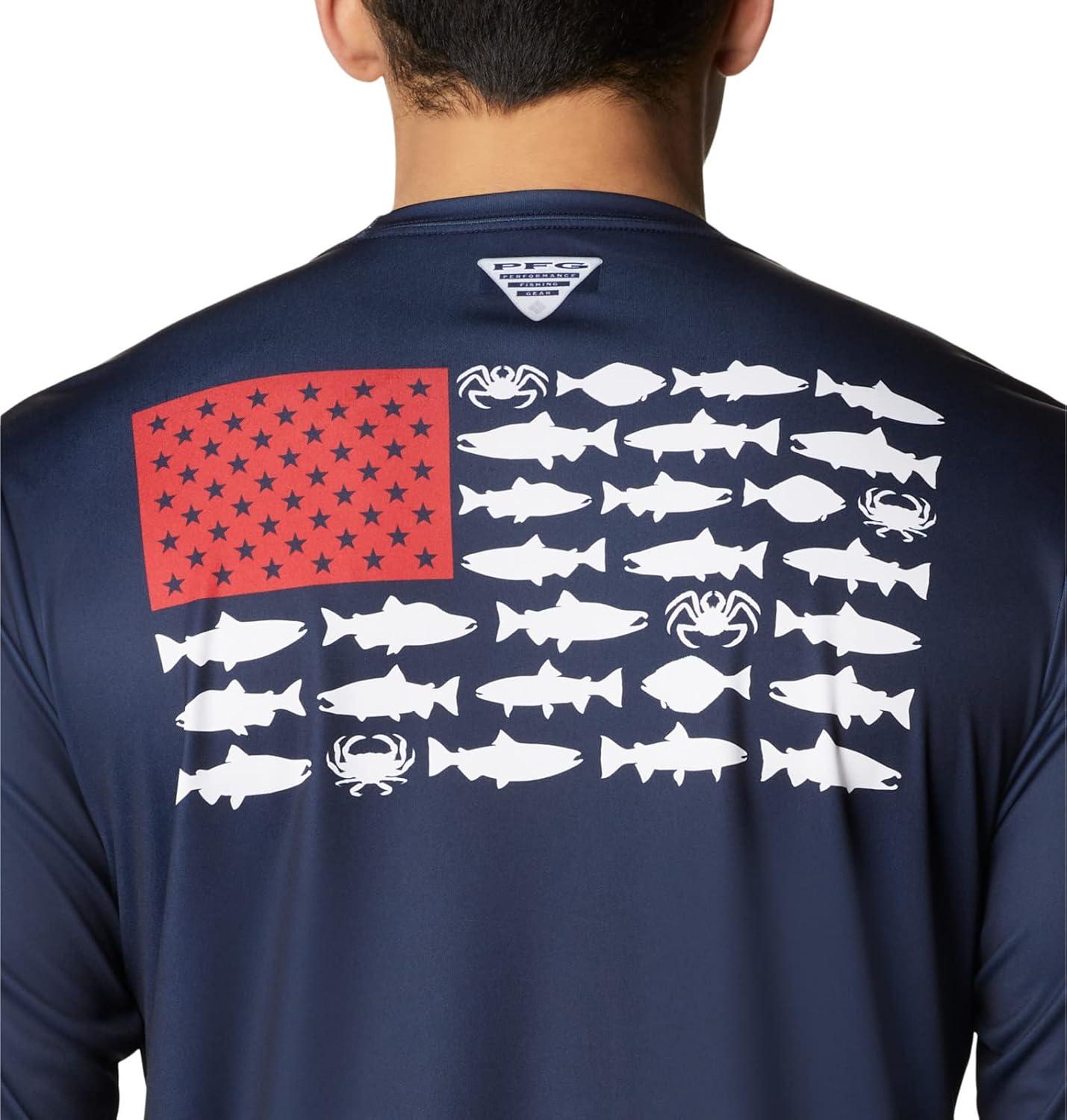 imageColumbia Mens Terminal Tackle PFG Fish Flag Long SleeveCollegiate NavyWhite Alaska Fish
