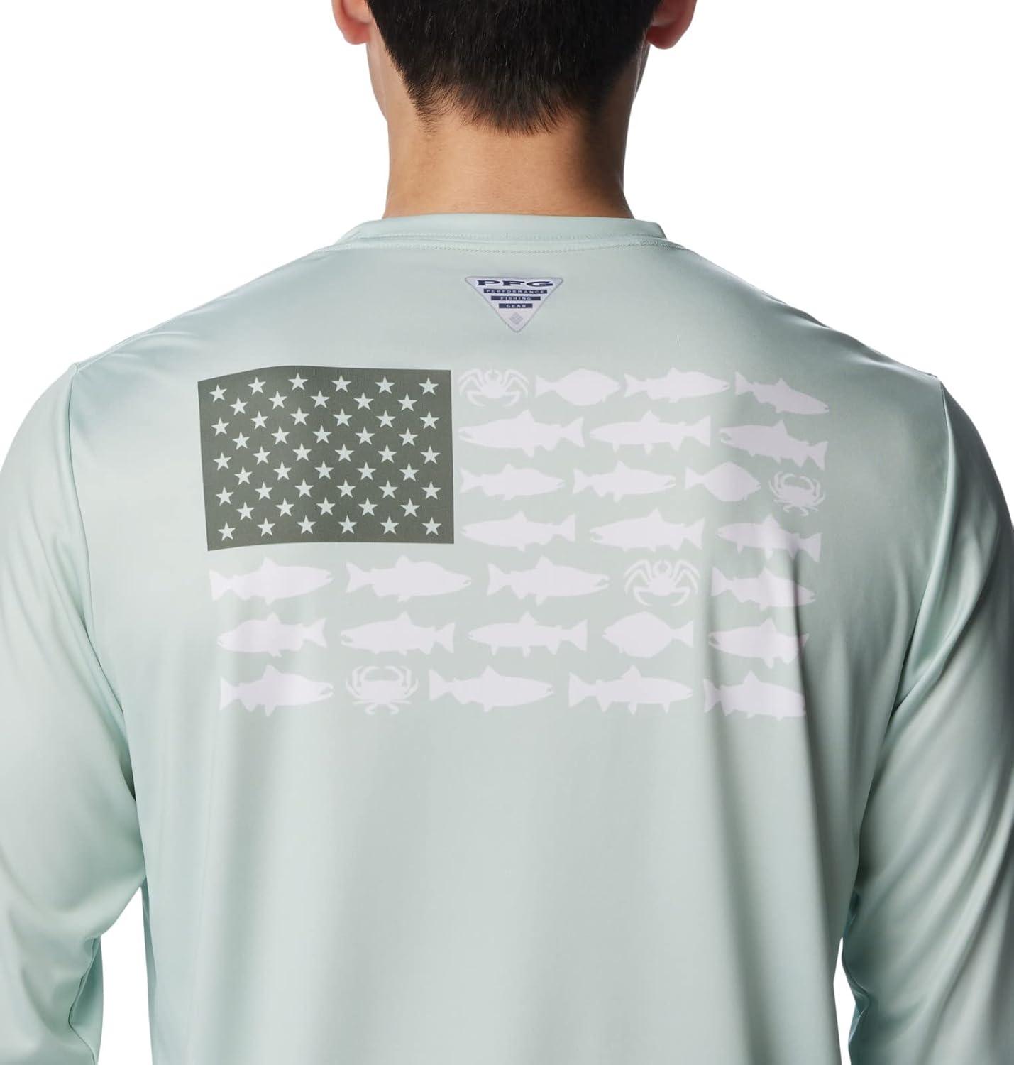 imageColumbia Mens Terminal Tackle PFG Fish Flag Long SleeveCool GreenCypress Alaska Fish