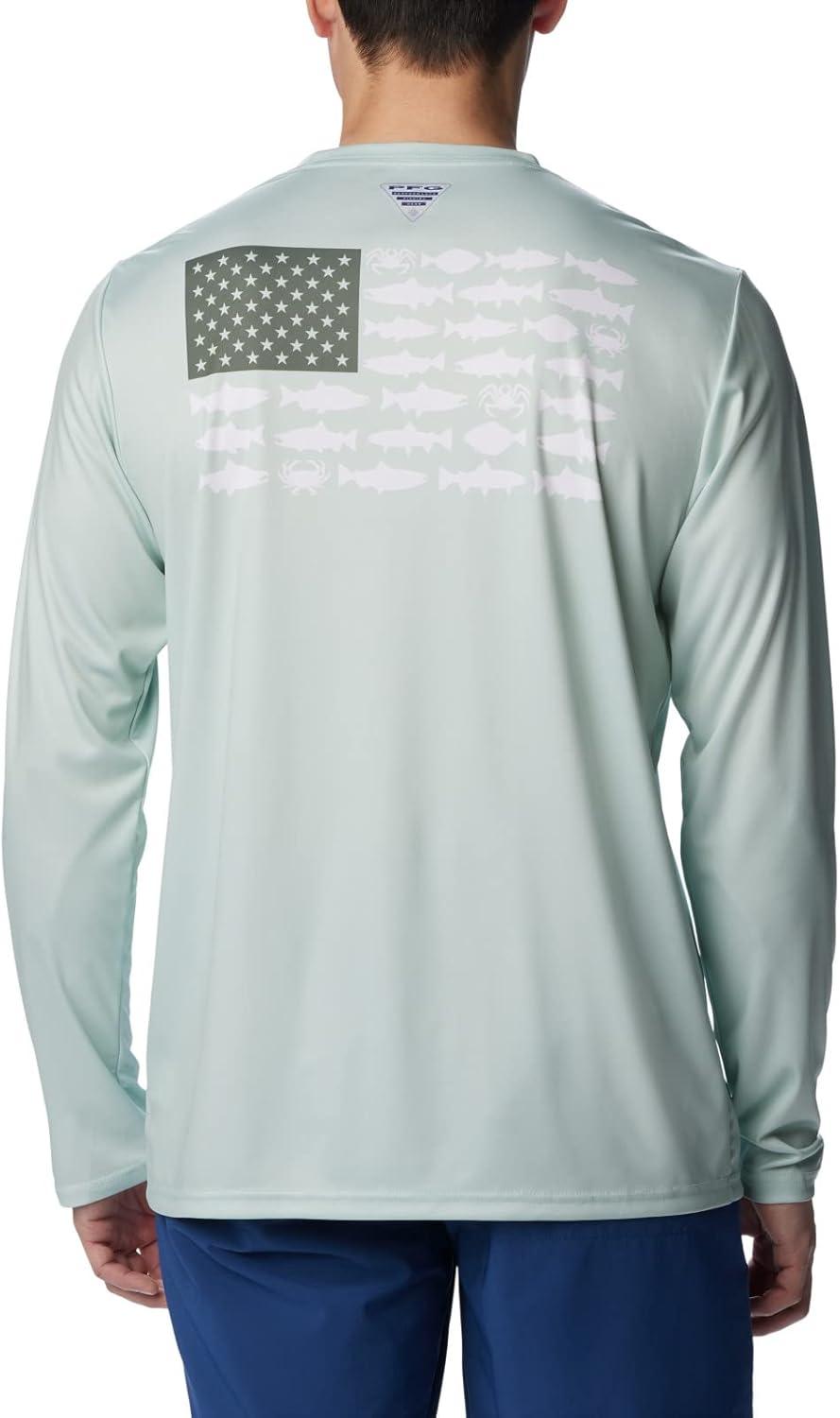 imageColumbia Mens Terminal Tackle PFG Fish Flag Long SleeveCool GreenCypress Alaska Fish