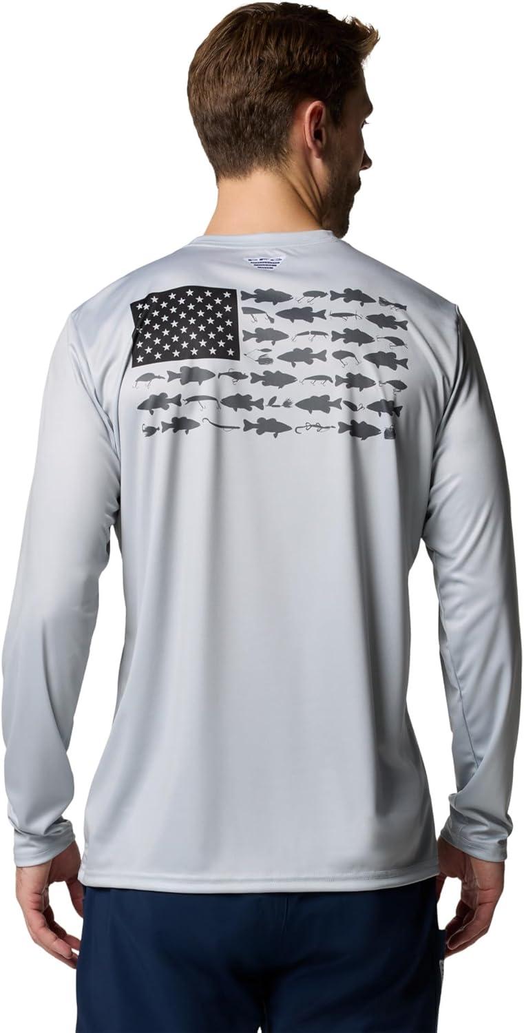 imageColumbia Mens Terminal Tackle PFG Fish Flag Long SleeveCool GreyBlack Bass Lures