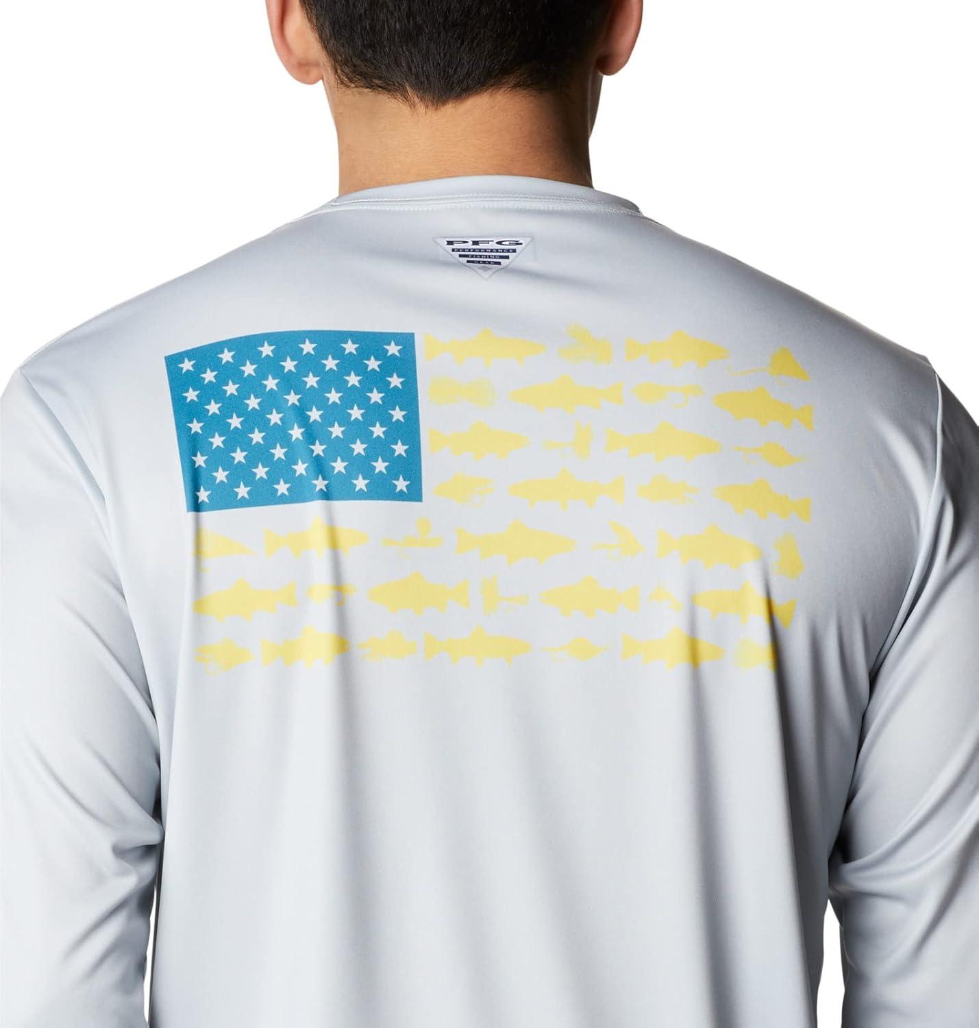 imageColumbia Mens Terminal Tackle PFG Fish Flag Long SleeveCool GreyDeep Marine Trout Flies