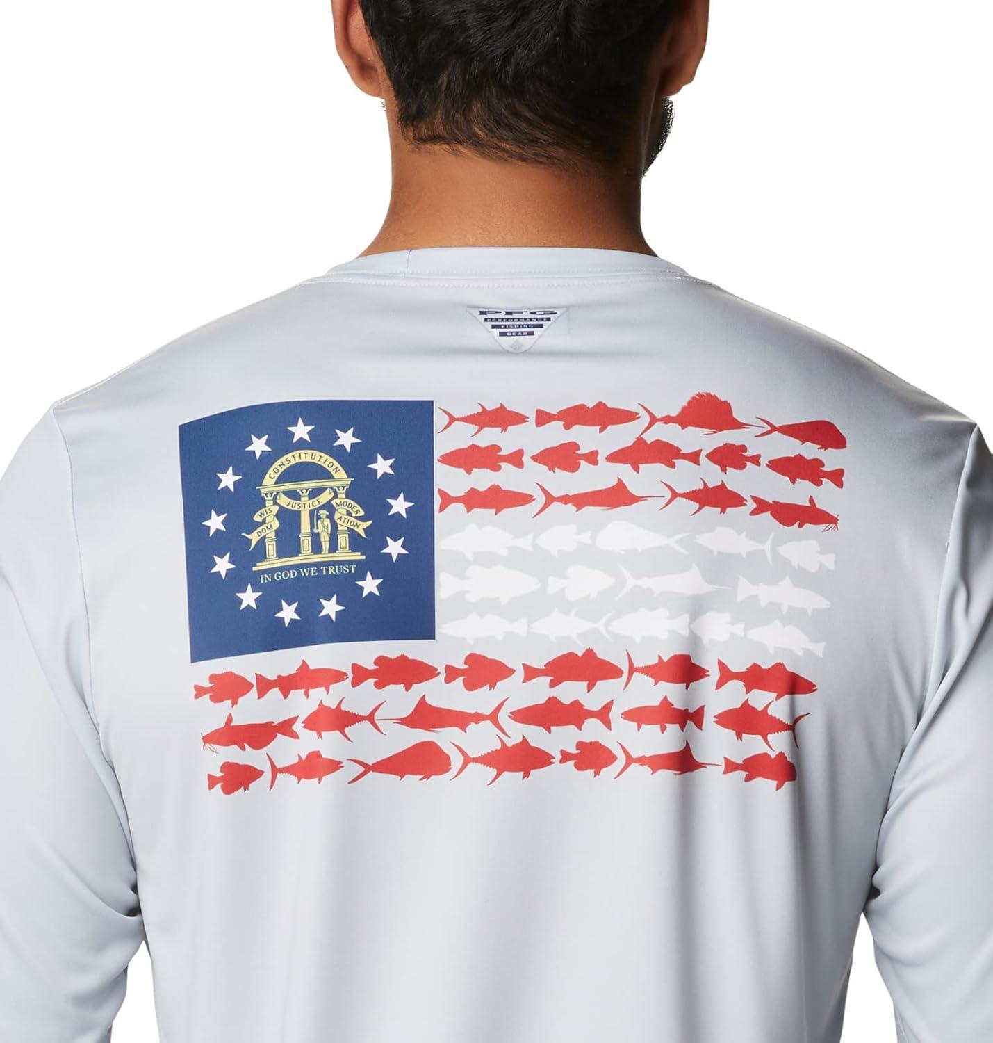 imageColumbia Mens Terminal Tackle PFG Fish Flag Long SleeveCool GreyGa Fish