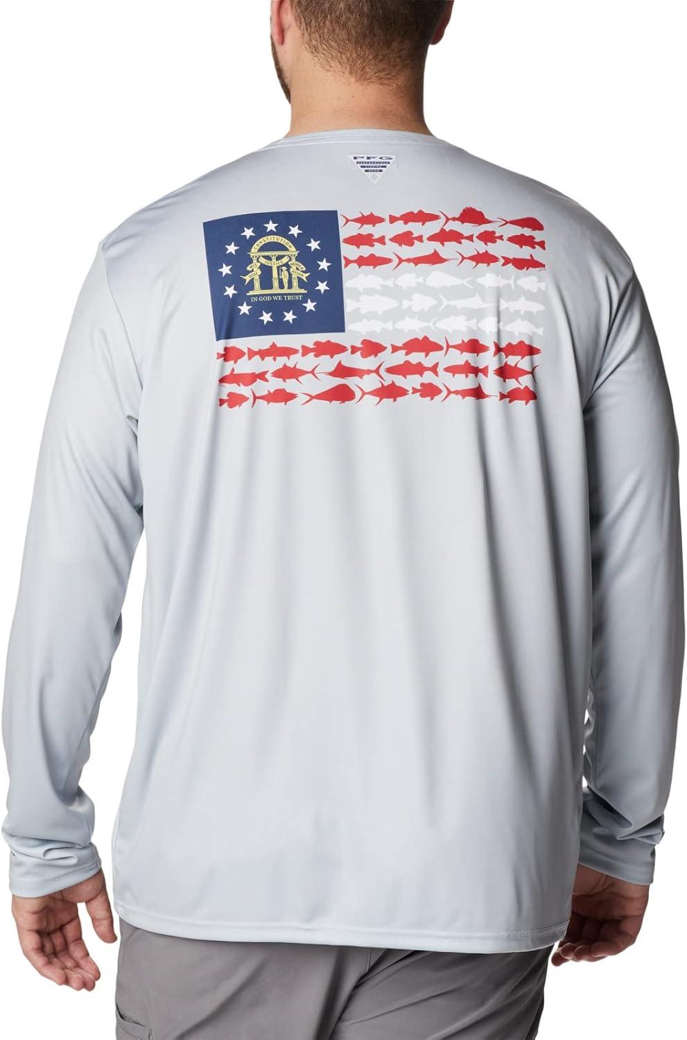 imageColumbia Mens Terminal Tackle PFG Fish Flag Long SleeveCool GreyGa Fish