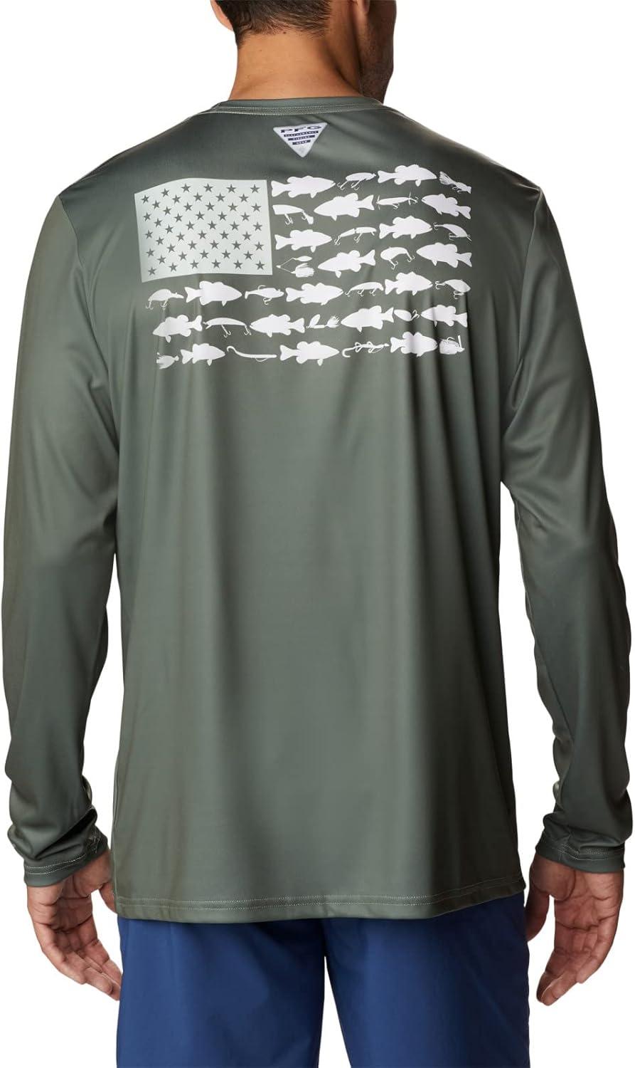 imageColumbia Mens Terminal Tackle PFG Fish Flag Long SleeveCypressCool Green Bass Lures