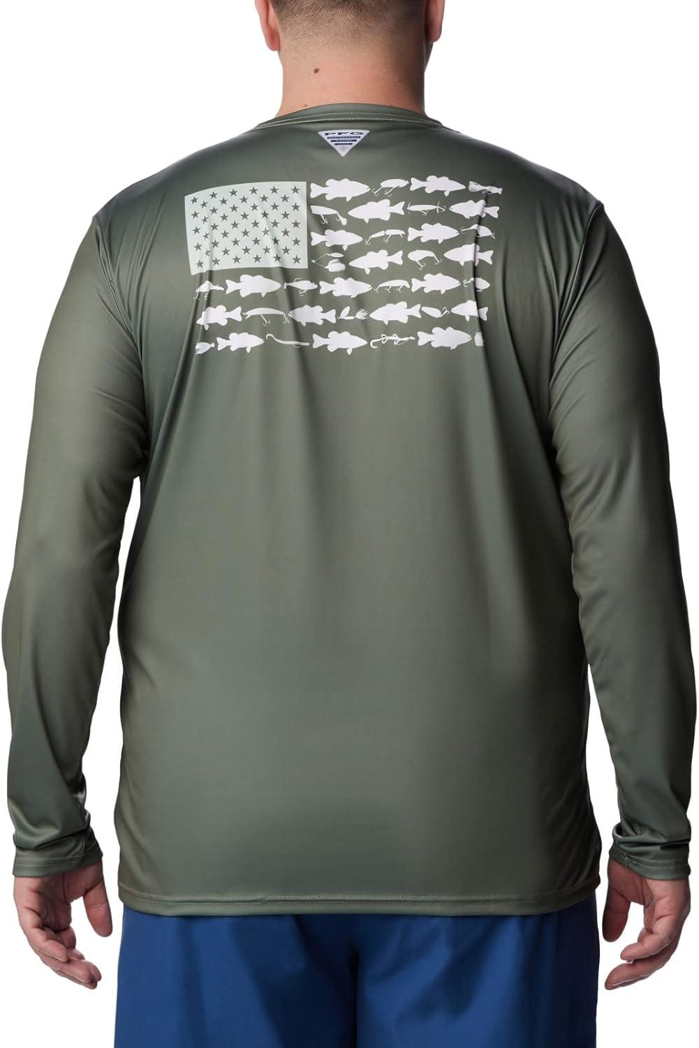 imageColumbia Mens Terminal Tackle PFG Fish Flag Long SleeveCypressCool Green Bass Lures
