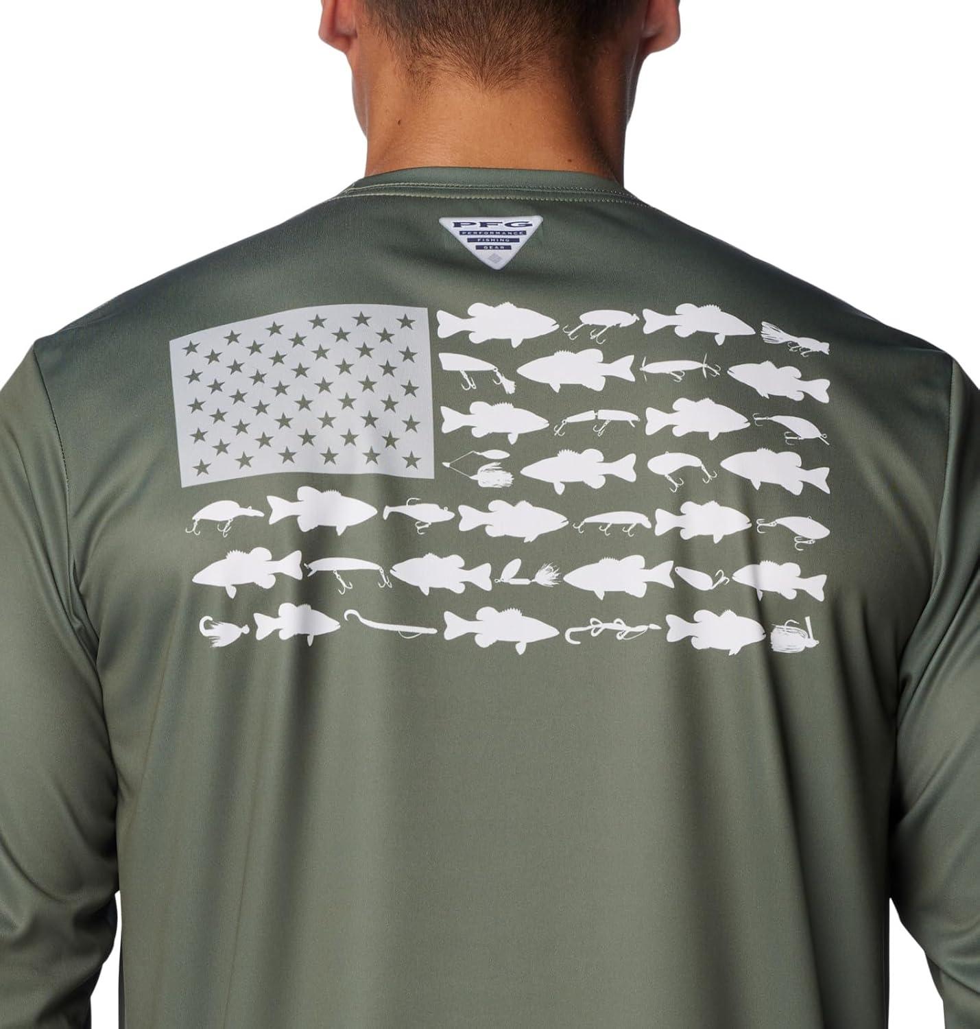 imageColumbia Mens Terminal Tackle PFG Fish Flag Long SleeveCypressCool Grey Bass Lures